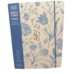 2026 Monthly Planner  12 month Planner Orange Circle Studio Army green Flowers